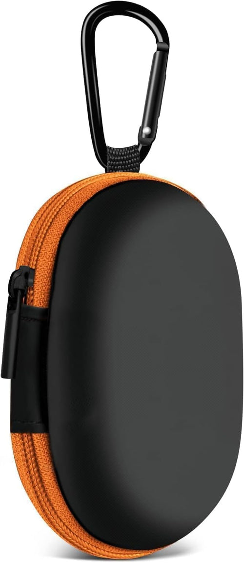 1 Pack Oval Earbud Case Storage Bag with Carabiner, Orange | Portable EVA Carrying Case, For Wired/Wireless Headphones, SD Card Storage, Camera Chip by MOLOVACase