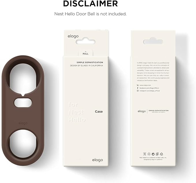 elago Silicone Case for Google Nest Hello Doorbell Cover (Wired) | Full Protection, Night Vision Compatible [US Patent Registered] [Dark Brown] - Image 7