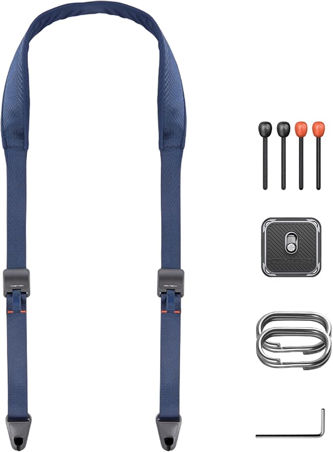 PGYTECH Camera Shoulder Strap Adjustable w Quick Release Plate for DSLR/SLR | 1.8" Wide, UHMWPE Material Supports 90kg, One-Hand Operation, EPDM Padding,Long Shoulder Neck Strap for Photographers, Blue by PGYTECH-US