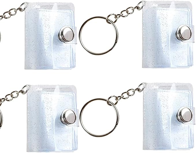 GSHLLO 4 Pcs Clear Album Keychains Mini Photo Storage Keychains Photo Card Holder Crafts Picture Keychain with 20 Pockets by GSHLLO