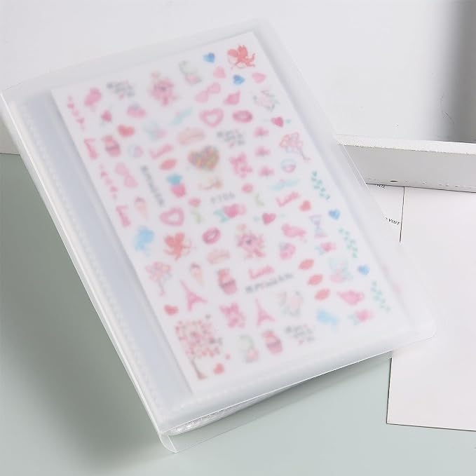 Fcozpjk 1Pcs 40 Slots Transparent Nail Stickers Storage Book Album | Organizer for Nail Decals Collecting Empty Display Book Collecting Holder Binder Case Sticker Storage Case DIY Nail Tools - Image 7