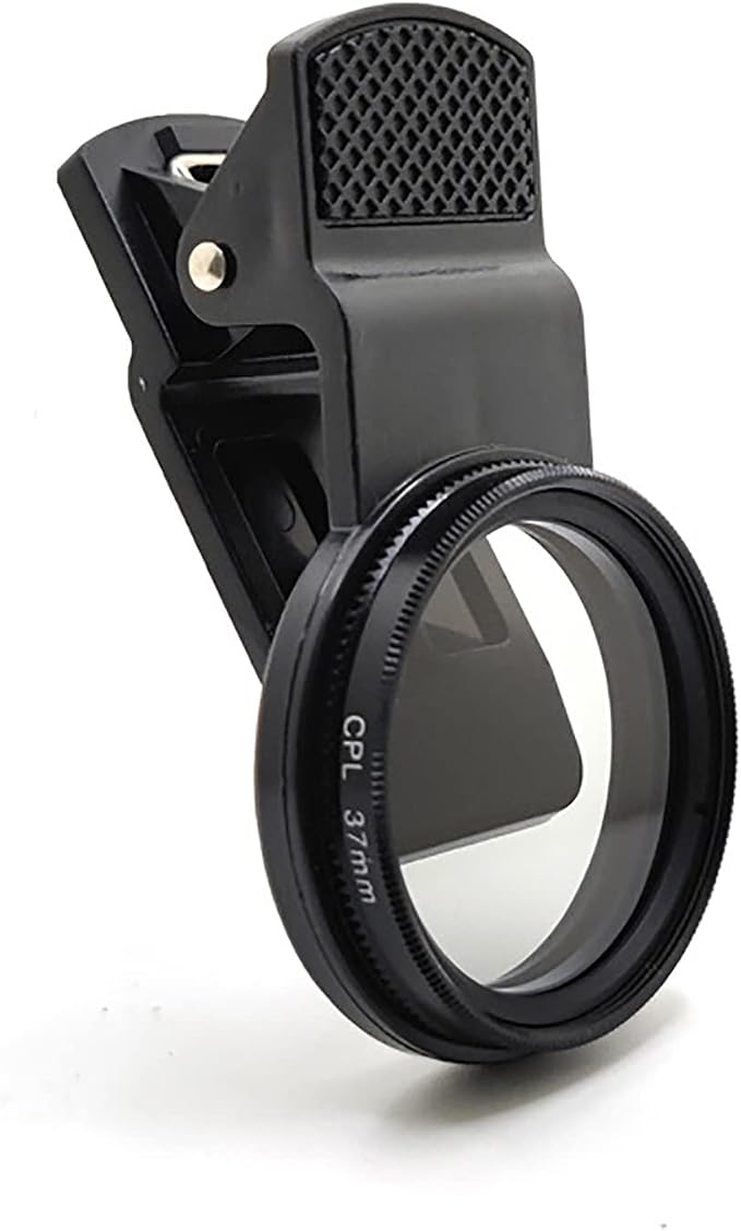 37mm CPL Mobile Cell Smart Phone Camera Professional Lens Circular Universal Polarizer Filter with Clip Reflect Light Removal for 14 13 12 11 Black by ACOUTO