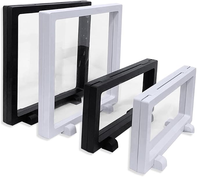 8 Packs 3D Floating Frame Display Case INLAZYTIM Coins Display Holder Stands for Jewelry, 7 Inch Transparent PE Film Jewelry Storage Box with Base for Challenge Coins, AA Medallions - Image 8