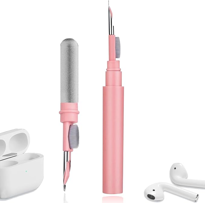Cleaner Kit for Airpods,Earbuds Cleaning kit for Airpods Pro 1 2 3, Multi-Function Cleaning Tool with Brush Flocking Sponge for Wireless Earphones Bluetooth Headphones Case Camera and Phone (Pink) by Yesimla