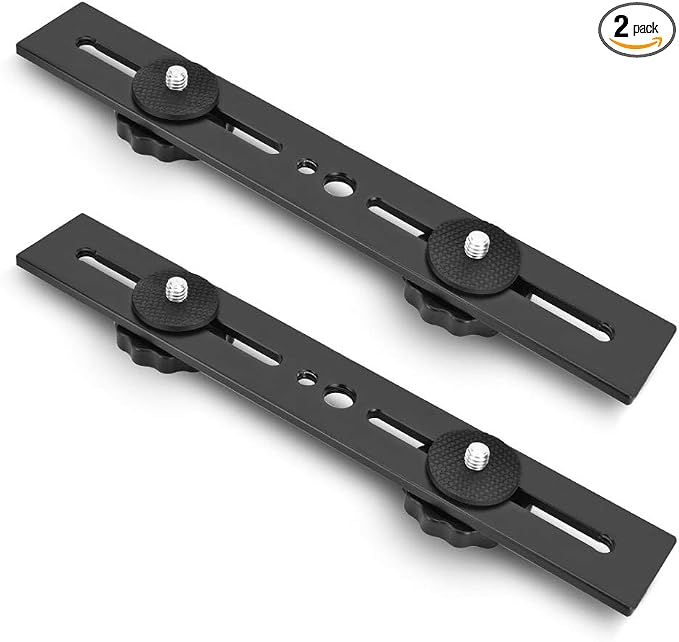 UTEBIT 8 inch Flash Bracket, with 1/4" Screw Hot Shoe Mount, Black | 2 Pack Dual Camera Mount Extension Bar, Straight Flash Bracket Tripod Mount for DSLR Camera LED Light Studio Video Microphone by UTEBIT