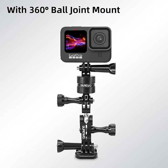 Aluminum 360 Degree Rotation Camera Mount, Metal Bracket Adapter, Aluminum Adapter Camera Mount Compatible with GoPro Hero 13/12/11/10, DJI Action 6/5 Pro/4/3, Sony and Other Action Cameras - Image 5