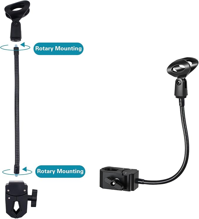 11.8 Inch Gooseneck Microphone Stand for Desk Flexible Mic Arm Holder | Desk Mic Stand With Super Clamp Mount Mic Clip for Music Recording Equipment, Podcast, Live Broadcast, Pulpit & Podium - Image 2