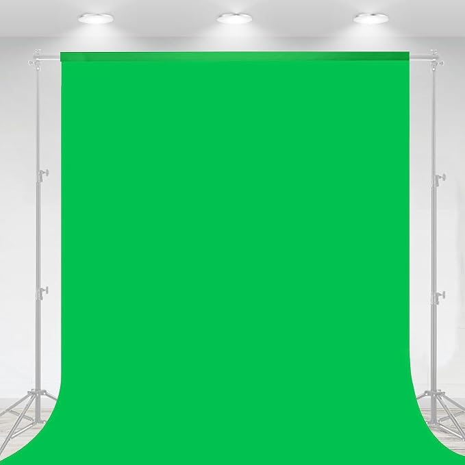 10 X 7 FT Green Screen Backdrop for Photography, Virtual GreenScreen | Chromakey Background Sheet for Zoom Meeting, Cloth Fabric Curtain for Party Decor Video Studio Calls Streaming Gaming Photo by Aimosen