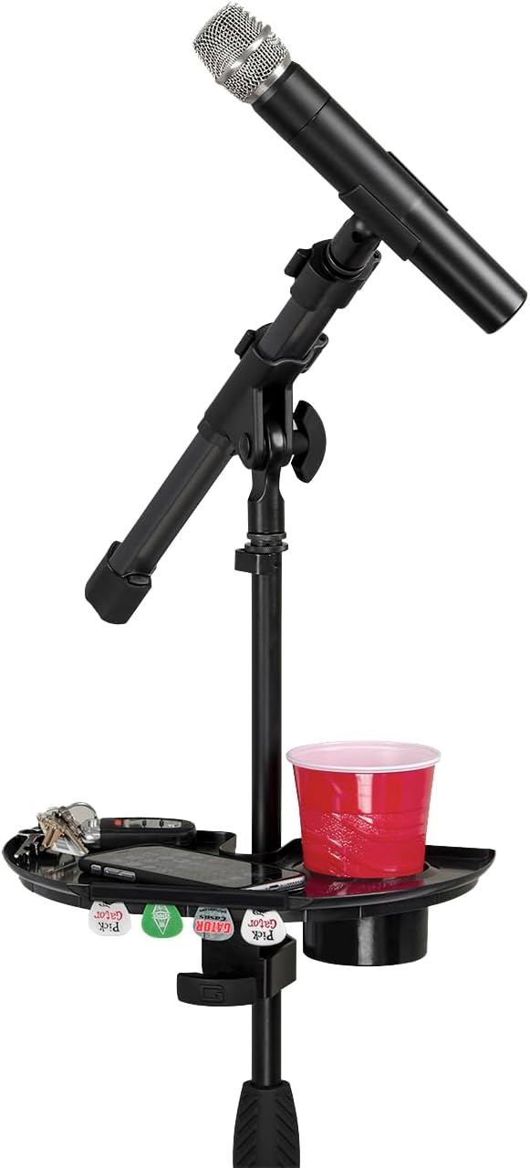 Gator Frameworks Microphone Stand Accessory Tray with Drink Holder and Guitar Pick Tab, 12" x 7" (GFW-MIC-ACCTRAY) - Image 10