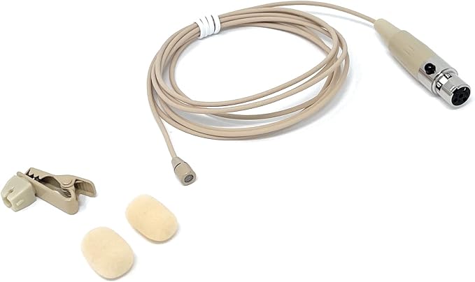 Beige Lavalier Lapel Mic with 4 pin mini XLR TA4F for Shure wireless - Image 3