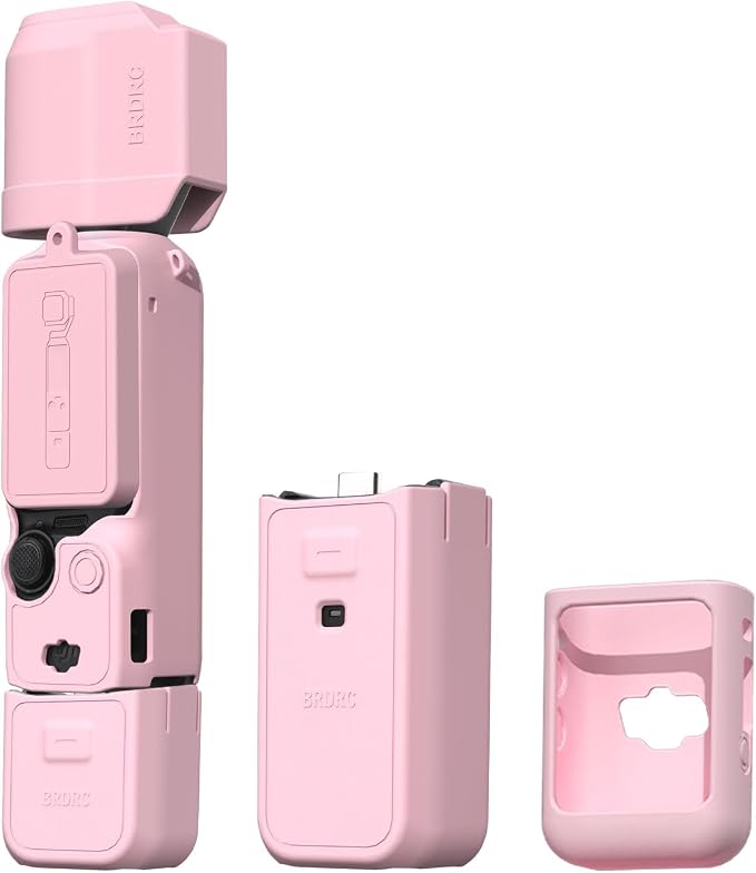 BRDRC Pocket 3 Silicone Cover, For Xtra Muse Protective Case Lens Protector Scratch-Resistant Sleeve Skin Compatible with DJI OSMO Pocket 3 Creator Combo/Xtra Muse Accessories (Pink) by BRDRC