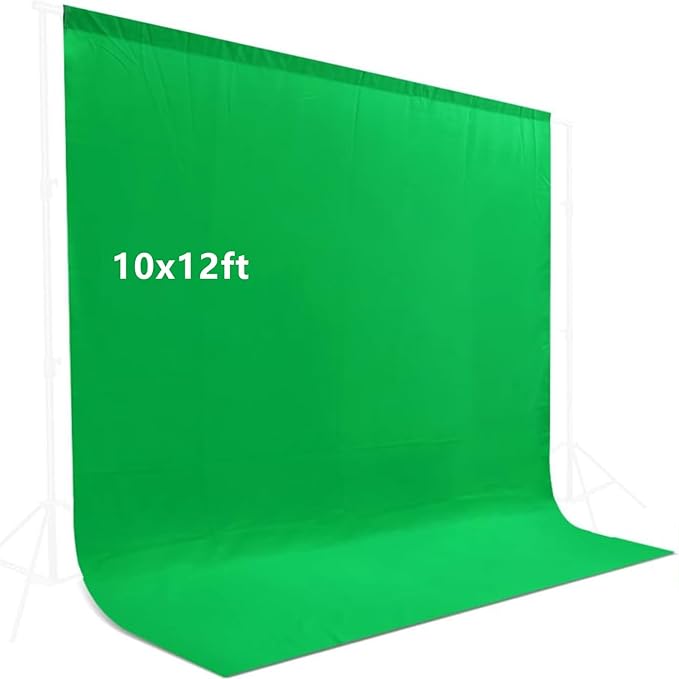 10X12ft Green Screen Backdrop for Photography, LCUIRC Chromakey Polyester Collapsible Greenscreen Background for Streaming, Photography, Zoom Meeting, Video Editing, Podcasting by LCUIRC