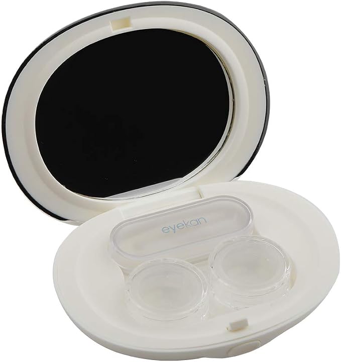 MUDOR Contact Lens Case-Cute Travel Kit with Mirror and Tweezers (White) | No Leak, Insert and Remover Tool - Image 2