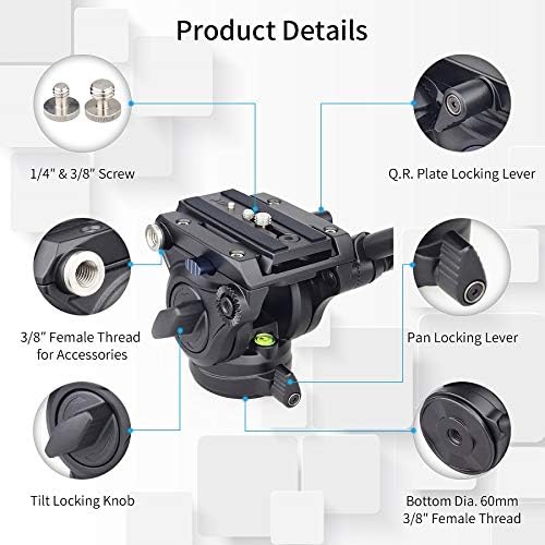 Carbon Fiber Video Monopod-INNOREL VM75CK Professional Hydraulic Fluid Head Monopod Removable Multifunctional Travel Tripod Stand for Gopro DSLR Camera Telescopic Camcorders, Max Load 13 pounds/6 kg - Image 3