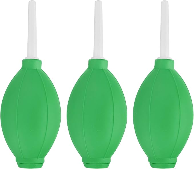 PATIKIL Soft Tip Air Blower Dust Blaster, 3 Pcs Rubber Bulb Air Pump Dust Blower Cleaner Cameras Lens Cleaning Tool with Long Nozzle for Camera Lens Computer Keyboard, Green/White by PATIKIL