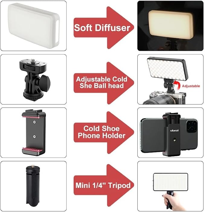 Ulanzi VL200 Camera Light, Bi-Color LED On-Camera Video Lights, 2500-9000K | Type-C Rechargeable 5000mAh, With Tilt Cold Shoe Mount, Soft Diffuser, 0-100% Dimmable, for Portrait Photography Vlogger - Image 3