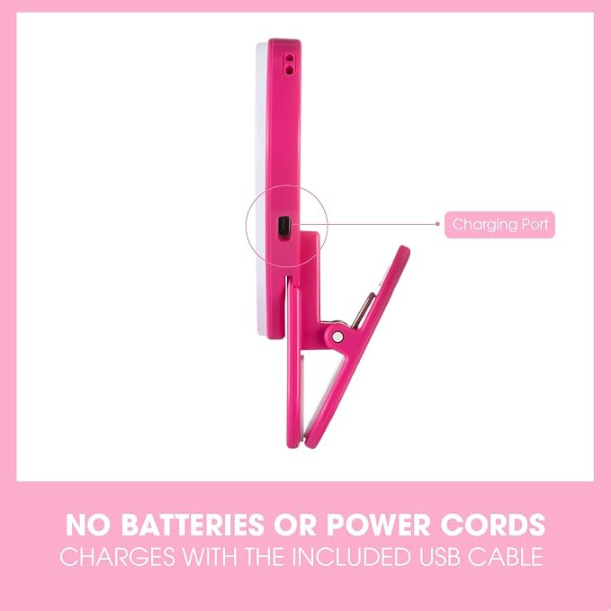 Riki Sweetheart Clip-On LED Makeup Mirror and Selfie Light, Rechargeable with Long-Lasting Battery, CRI 95+ for Phone, Laptop, and iPad, Film for TikTok, Instagram (Hot Pink) - Image 9