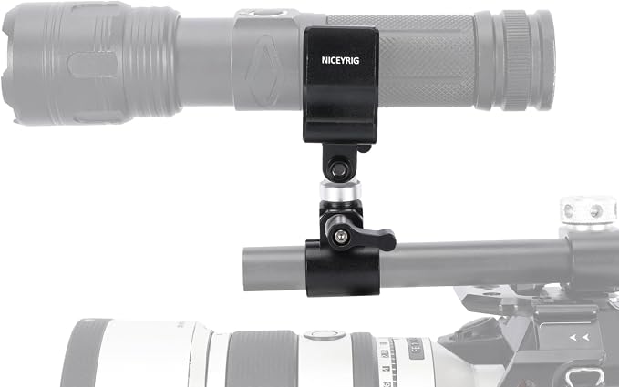 NICEYRIG Shotgun Microphone Holder Universal for Microphone/LED Torch - 628 | 18.5mm - 35mm Adjustable Aluminum Clamp for 15mm Rod Mount Shocks and Noises Absorption - Image 3