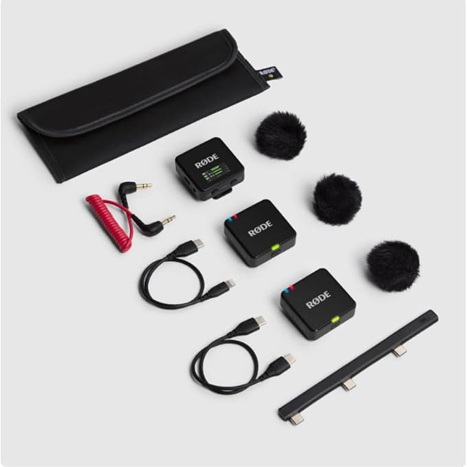 RØDE Wireless GO (Gen 3) 2-Person Compact Digital Wireless Microphone System/Recorder | 2.4 GHz, Stone Bundle with 2 Lavalier Microphones + 2 x Furry Windscreens + 2 x Cloths (7 Items) - Image 6