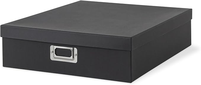 Soul & Lane - Black Scrapbook Photo Storage Box with Lid, 14.8x13x3.7 In | Large Keepsake Memory Organizer, Decorative Cardboard Album Box, Jumbo Craft Storage for Photos and Memorabilia by SoulLane