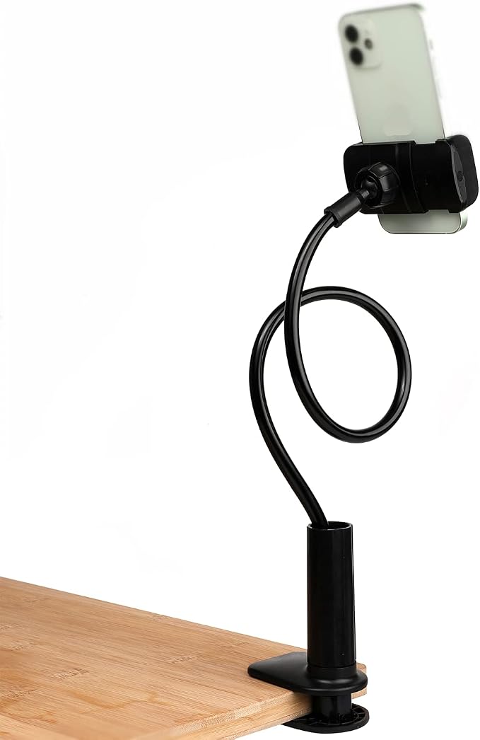 Phone Holder Bed Gooseneck Mount Mobile Phone Holder Table Stand | Adjustable Flexible 360° Rotation Cell Phone Clip Holder Lazy Bracket Mount for All Smart Phone Microphone by WANBY