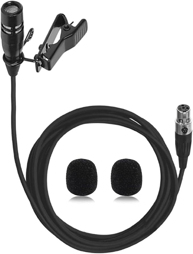 Lavalier Microphone Lapel Mic Compatible with Shure Bodypack | Unidirectional Condenser Super Cardioid Clip-On Mic for Wireless Transmitter System with Mini XLR 4 Pin TA4F Plug by Unknown