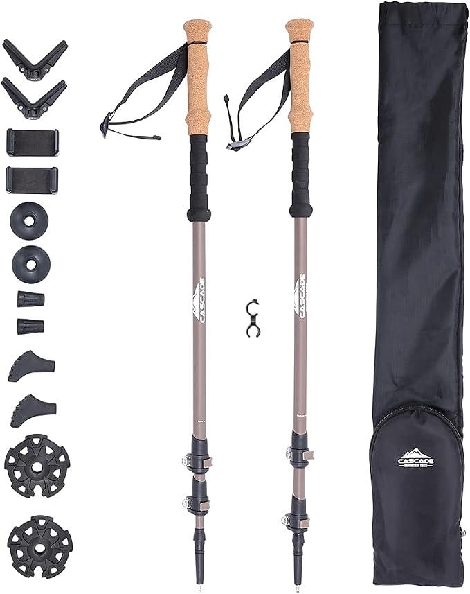 Cascade Mountain Tech Trekking Poles - Carbon Fiber Monopod Walking or Hiking Sticks with with Accessories Mount and Adjustable Quick Locks by CascadeMountainTech