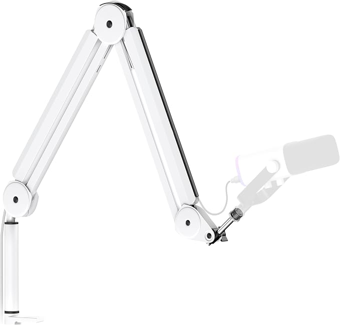 InnoGear Mic Arm Microphone Boom Arm Cable Management for Blue Yeti, White | Desk Mount, for Shure Fifine, Professional Appearance, Extendable, Horizontal Reach 32.3", 3.5 lb Weight Capacity, Heavy-Duty by InnoGear