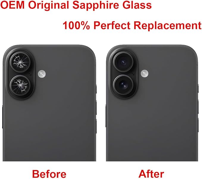 Back Rear Camera Lens Glass Replacement Compatible with iPhone 16 and iPhone 16 Plus with pre-Installed Adhesive and Reparing Toolkit - Image 5