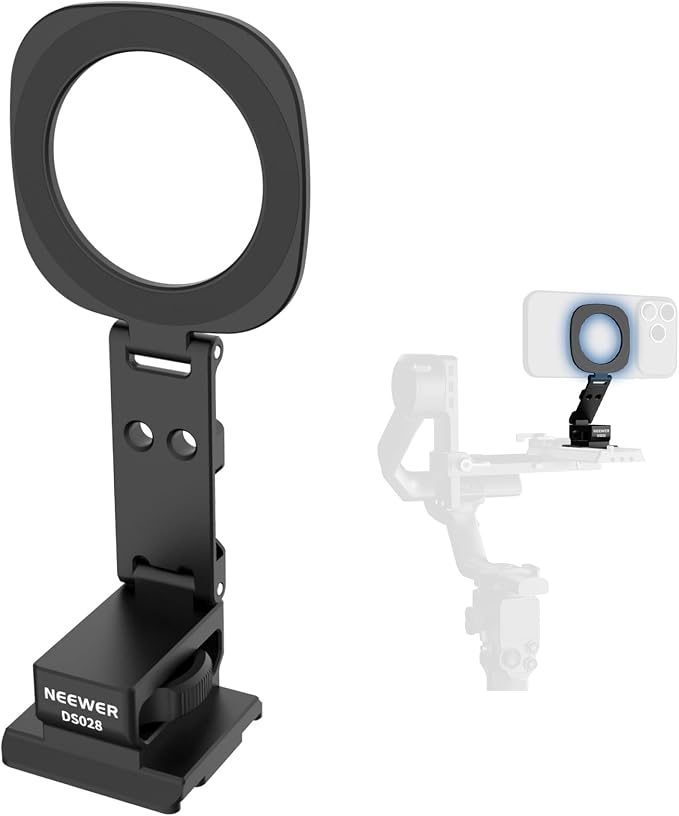 NEEWER Magnetic Phone Tripod Mount Compatible with MagSafe iPhone 17, Cell Phone Holder with Arca Quick Release Baseplate & Cold Shoes for TikTok Video Recording Selfie Live Streaming Vlogging, DS028 by Neewer