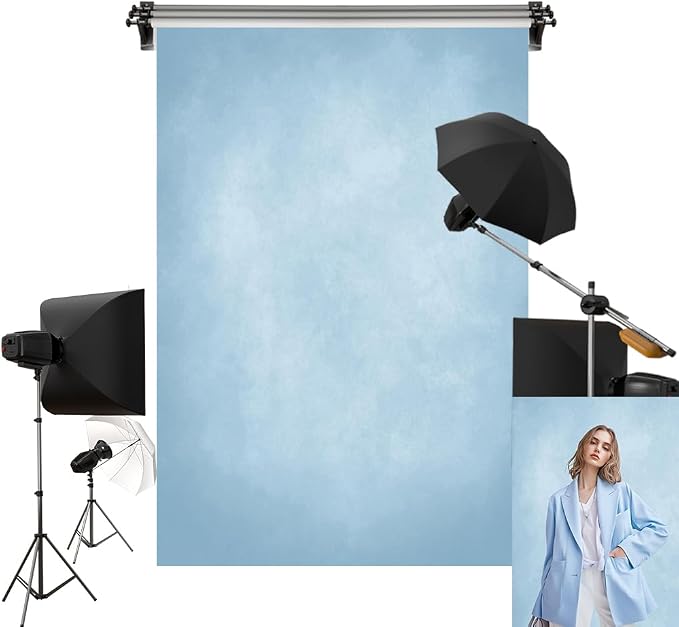 Kate 10x20ft/3x6m Light Blue Backdrop Texture Photography Backgrounds Portrait Photo Shoot Studio Props by KateBackdropforPhotography
