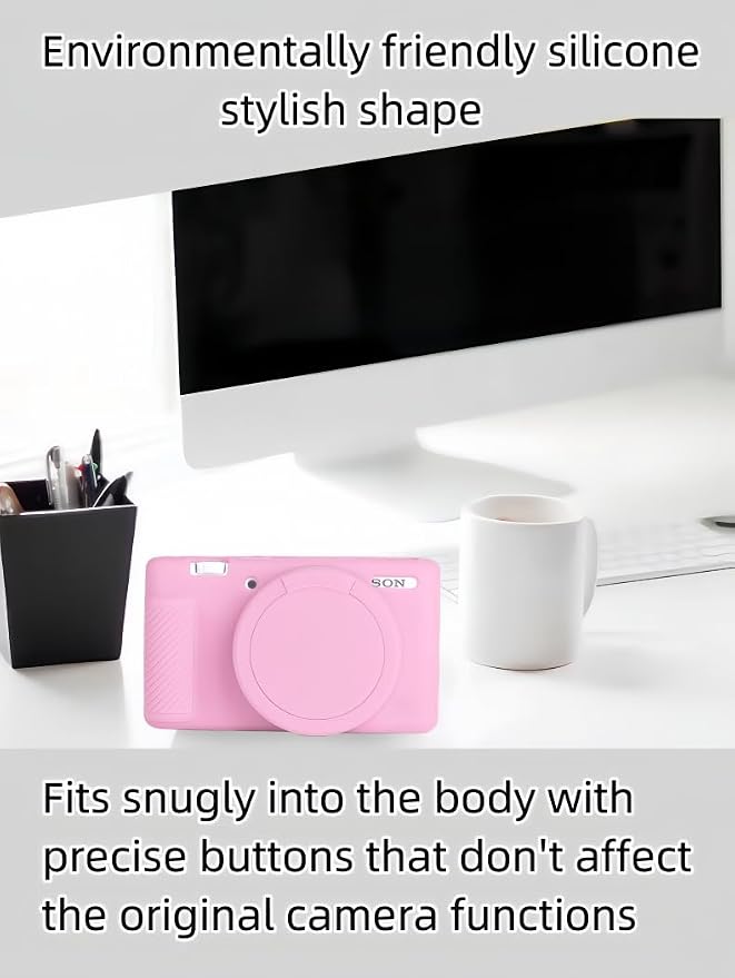 Camera Case for Sony ZV1 Digital Camera.ZV-1 Accessories | Soft Silicone Protective Case Removable Lens Cover,Comes with 2 Screen Protectors and 1 Wrist Strap. (Pink) - Image 7