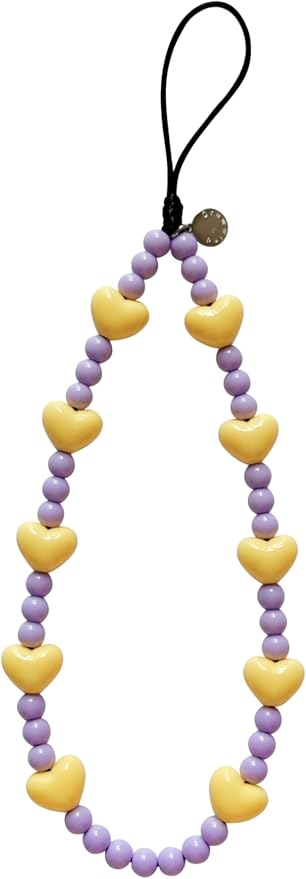 Drawwind Phone Charm Beaded Wristlet Strap Universal Cell Phone Lanyard Cute Bracelet Wrist Strap Beaded Chain String Handmade Accessories for Case Camera Bags (Yellow Hearts) by Drawwind