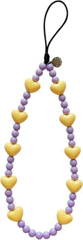 Drawwind Phone Charm Beaded Wristlet Strap Universal Cell Phone Lanyard Cute Bracelet Wrist Strap Beaded Chain String Handmade Accessories for Case Camera Bags (Yellow Hearts) by Drawwind
