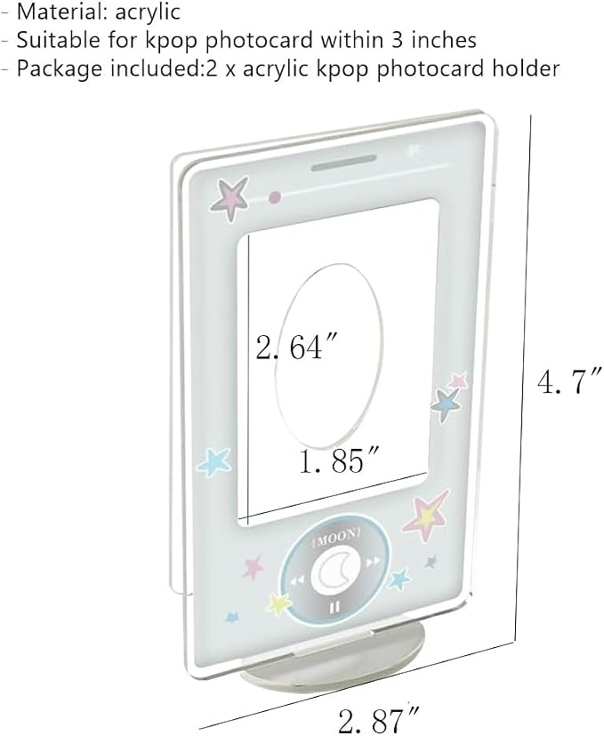 WAYUTO 2 Pack 3 Inch Acrylic Kpop Photocard Holder with Decorative Accessories Kpop Photocard Display Frame Kpop Photocard Stand Kpop Photocard Organizer for Tabletop Decor - Image 6