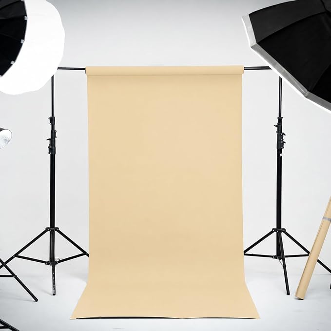 Kate Seamless Paper Backdrop for Photography Beige Cream Backdrop Paper (53''x16.4' Ivorine) - Image 2