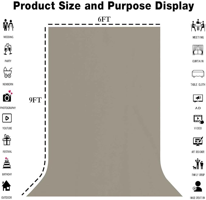Grey Photography Backdrop for Photoshoot, Fabric 6x9ft | Polyester Studio Photo Backgrounds, Non Reflective, Easy to Hang, for Portrait Shoot, Product, Party Decor, Video Creation - Image 3
