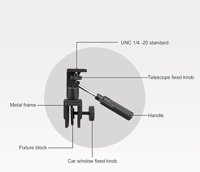 SVBONY SV126 Car Window Mount, for Spotting Scope/Binoculars/Camera (Metal | All Metal Material, Load-Bearing 5kg, 1/4 -20 Thread, Adjustable Vehicle Clamp Mount for Bird Watching Wildlife Observation - Image 3