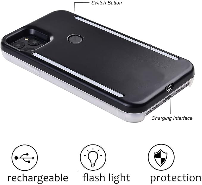 LED Light up case for iPhone 14 pro max,LED Illuminated Selfie Light[Rechargeable],Great for a Bright Selfie Light Up Case Cover (for iPhone 14 pro max-Black) - Image 7