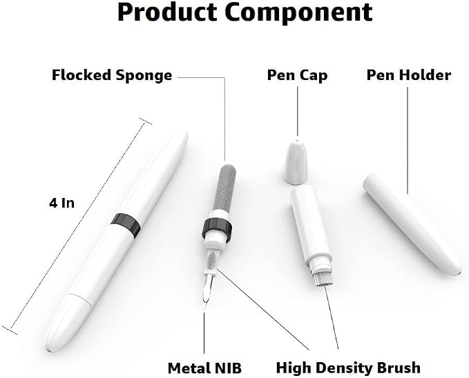 Dual-Brush Earbud Cleaning Pen | 4-in-1 Pro Kit for Precision & Durability, Tool Compatible with Airpods, Galaxy Buds, All Wireless Headsets -Black - Image 6