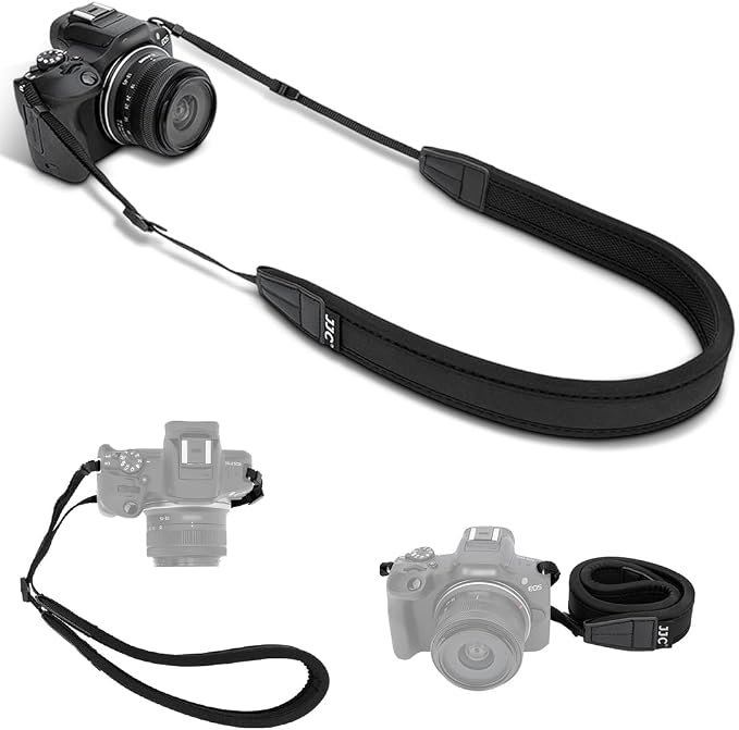 Soft Camera Shoulder Strap for Canon EOS R50 R50V R100 R10 R6 Mark III II R5 Mark II R50V Panasonic LUMIX L10 Sony ZV-E10 II ZV-E1 Fujifilm Nikon Mirrorless Camera, 23.6-43.3" Adjustable Neck Strap by JJC
