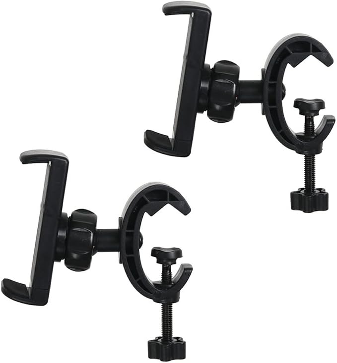 2 Pack Mic Stand Phone Holder Mount Photography Light Stand Phone Mount Holder Clamp Phone Clip for Microphone Stand Tripod Boom Arm Floor Mic Stand Selfie Stick Ring Light Camera Tripod by Unknown