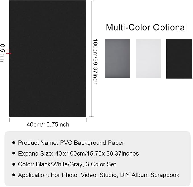 BENECREAT 3PCS PVC Scrapbook Paper Pad, 15.7x39.3inch PVC Backgrounds for DIY Album Scrapbooking, Greeting Cards, Background Paper, Mixed Colours, 0.5mm Thick - Image 2