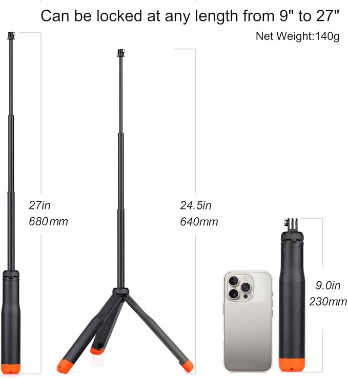 Floating Selfie Stick for GoPro Hero 13 12 11 10 9 8 Max Mission | 4 in 1 Floating Handle Stick Tripod Waterproof Extension Pole Monopod Hand Grip for GoPro DJI OSMO Action 6 5 Pro 4 AKASO - Image 3