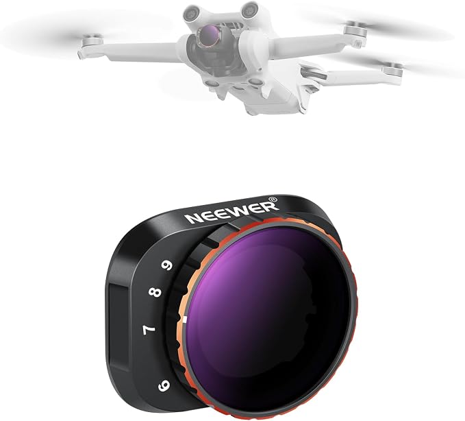 NEEWER Variable ND Filter Compatible with DJI Mini 3 / Mini 3 Pro, ND32-512 5-9 Stops Snap On Multicoated HD Optical Glass Slim Drone Camera Lens Aerial Video Photography Accessories by Neewer