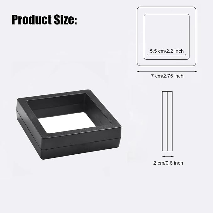 20 Pcs Coin Holder Challenge Coin Display 3D Floating Display Case for AA Coin Jewelry Challenge Coin Medal Antique Rock Gem 2.75 x 2.75 x 0.8 inch Black and White - Image 2