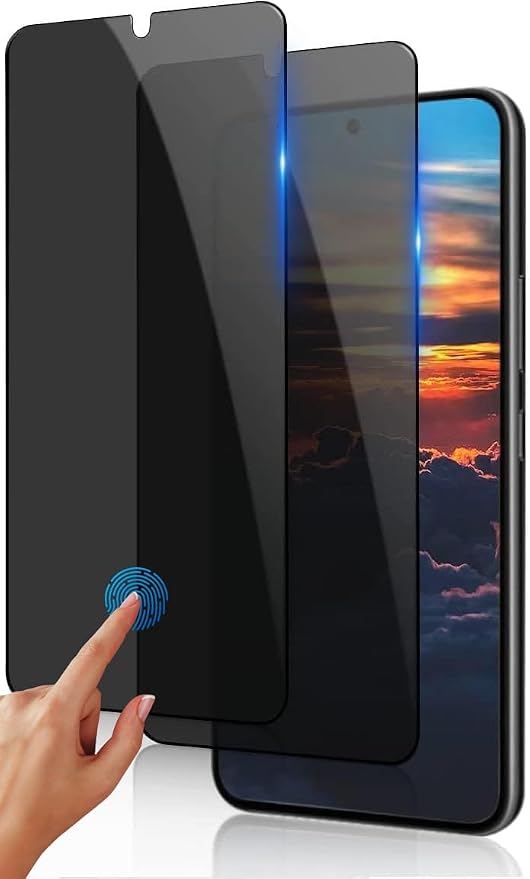 3+2 Pack Privacy Screen Protector And Camera Lens Protection for Galaxy S22 5G, Anti-Spy 9H Hardness Support Fingerprint Unlock Tempered Glass Screen Protector for Samsung Galaxy S22 - Image 2