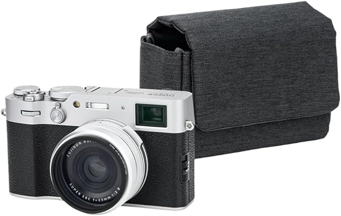 Compact Camera Case for Fuji X100VI X-E5+23/27mm PowerShot V1 Oxford | without strap, Fits X100VI X-E5+23/27mm lens & PowerShot V1. Anti Scratch, magnetic flap, rear zipper pocket by KIWIFOTOS