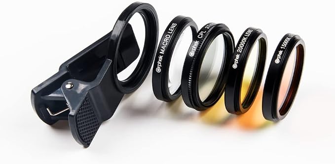 Orphek Coral Lens – Kit for All Smartphones – 4 Lens Included: Macro, CPL 37mm Polarized, 15,000k Orange, 20,000k Yellow – Universal Phone Clip – Lens Made of Glass – for Better Photography - Image 3