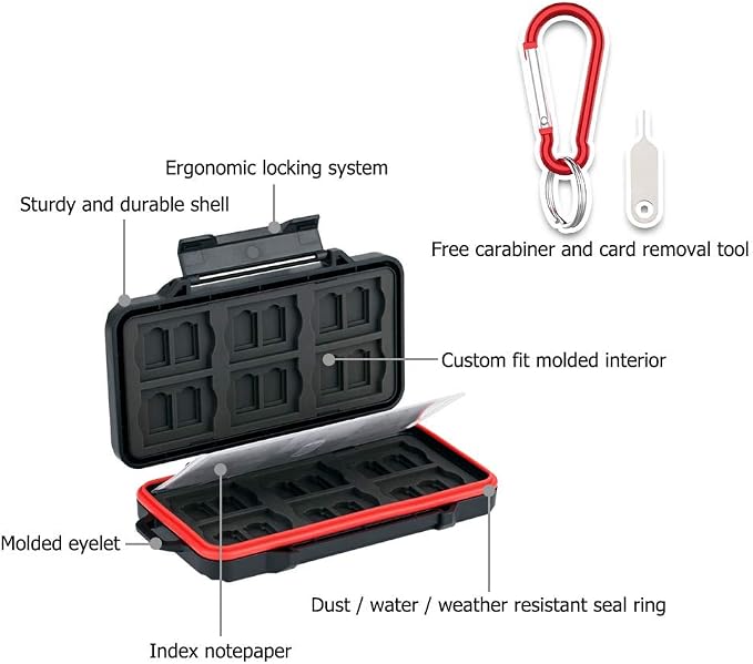 PROfezzion Memory Card Holder Case for CFexpress Type B, XQD, CF, SD & TF | 48 Slots Weatherproof, Heavy Duty Hard Shell, Fits CFexpress Type-B, XQD, CF, SD & MicroSD Cards (Not for CFexpress Type-A) - Image 2